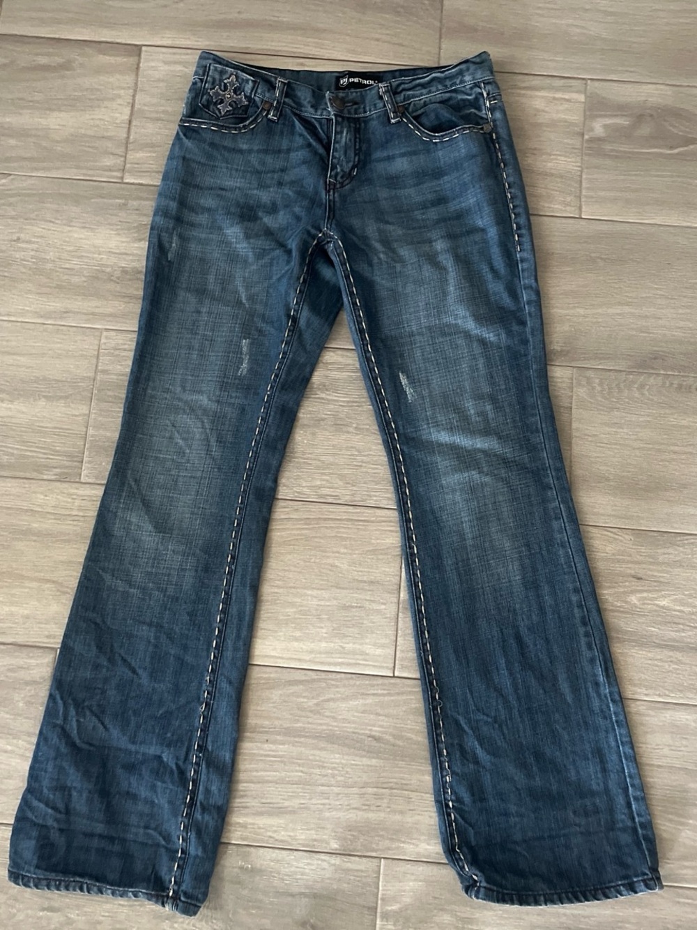 Petrol Jeans Blue flared  Wide-Leg Jeans